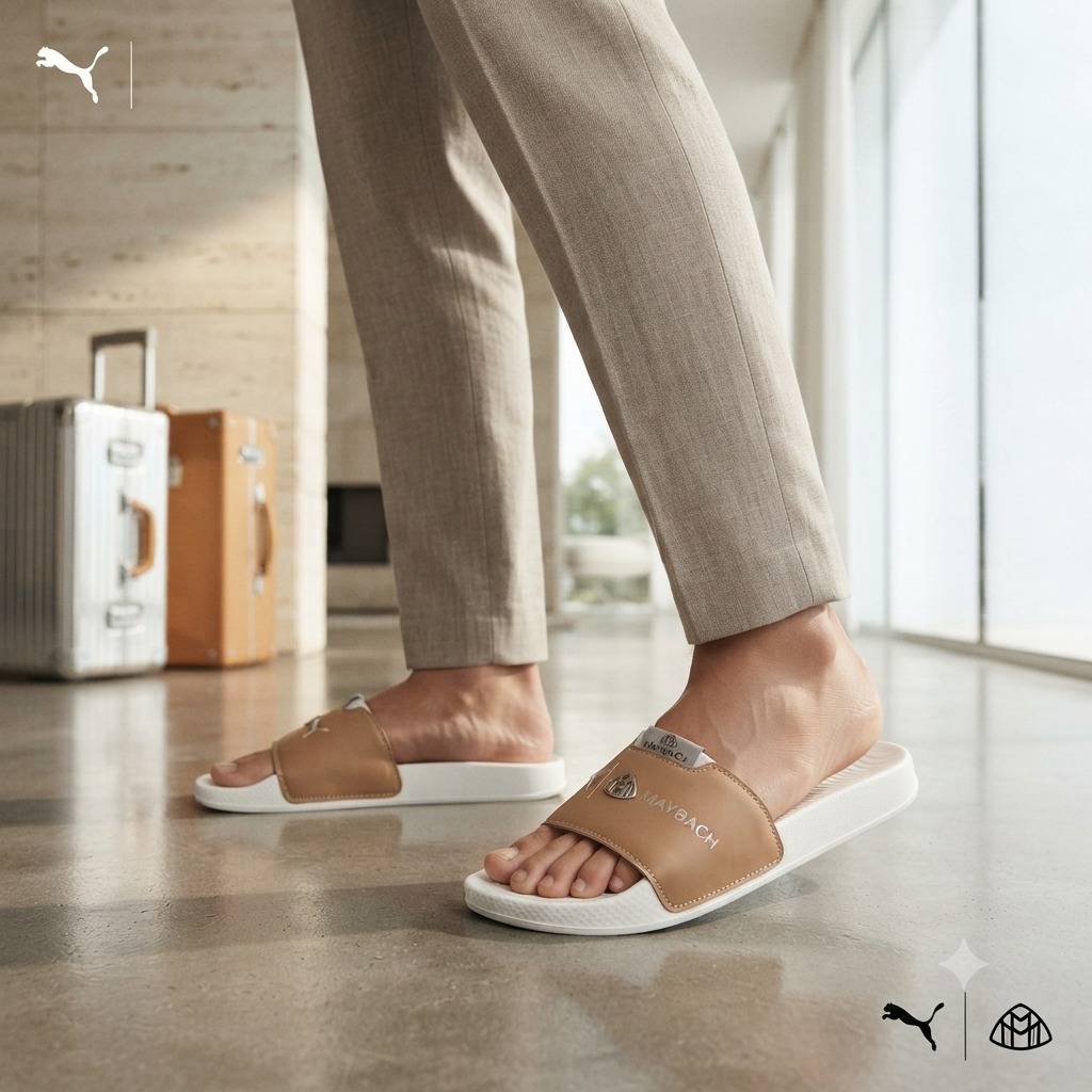 Premium Men’s Tan & White Comfort Slide Sandals – Stylish Everyday Slip-On