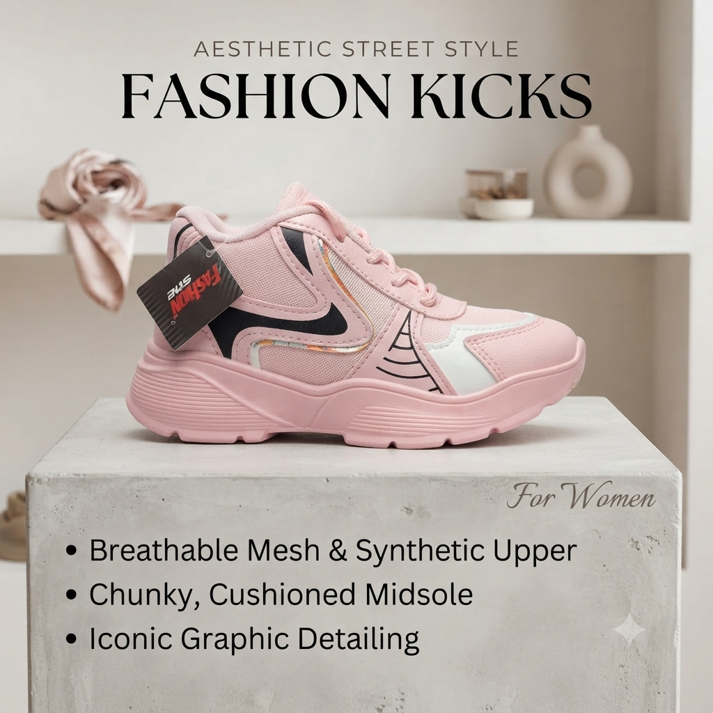 Trendy Blush Pink Active-Lifestyle Sneakers for Women