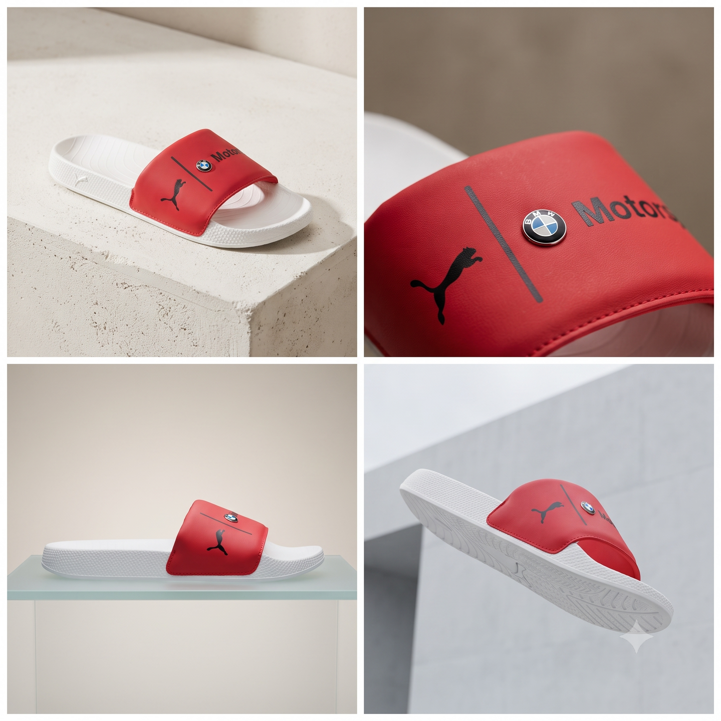 Men's Casual Sporty Slide Sandals – Red & White Comfort Slippers with Bold Contrast Branding