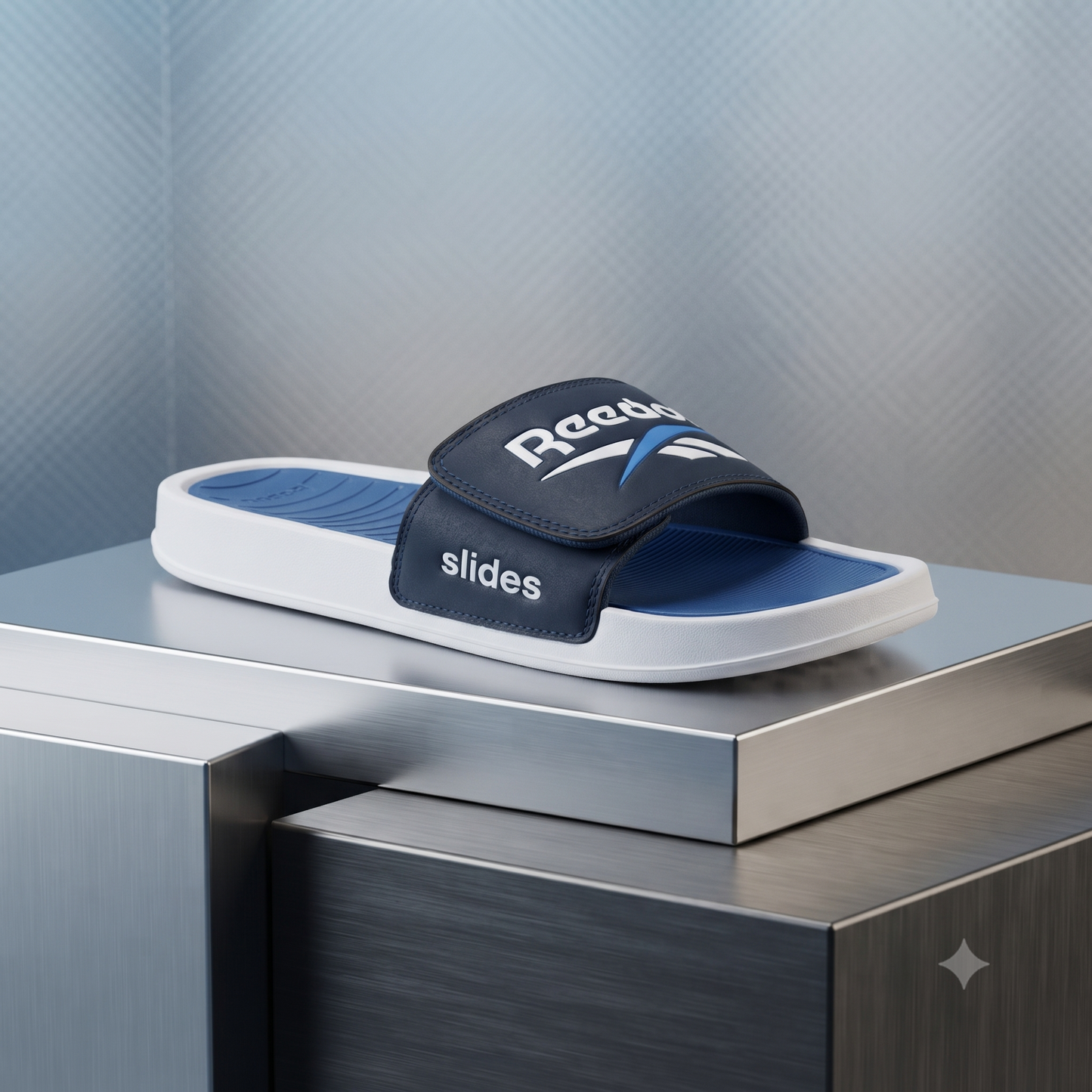 Men’s Premium Sports Slide Sandals – Stylish Blue & White Casual Slippers | Lightweight Comfort Footwear
