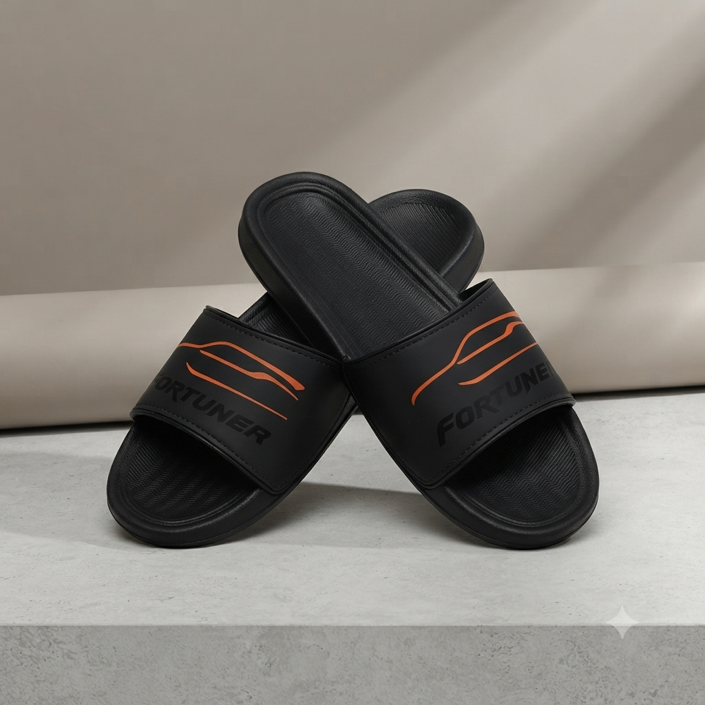 UrbanFlex Premium Black Comfort Slides with Sporty Orange Accent For Men and Women