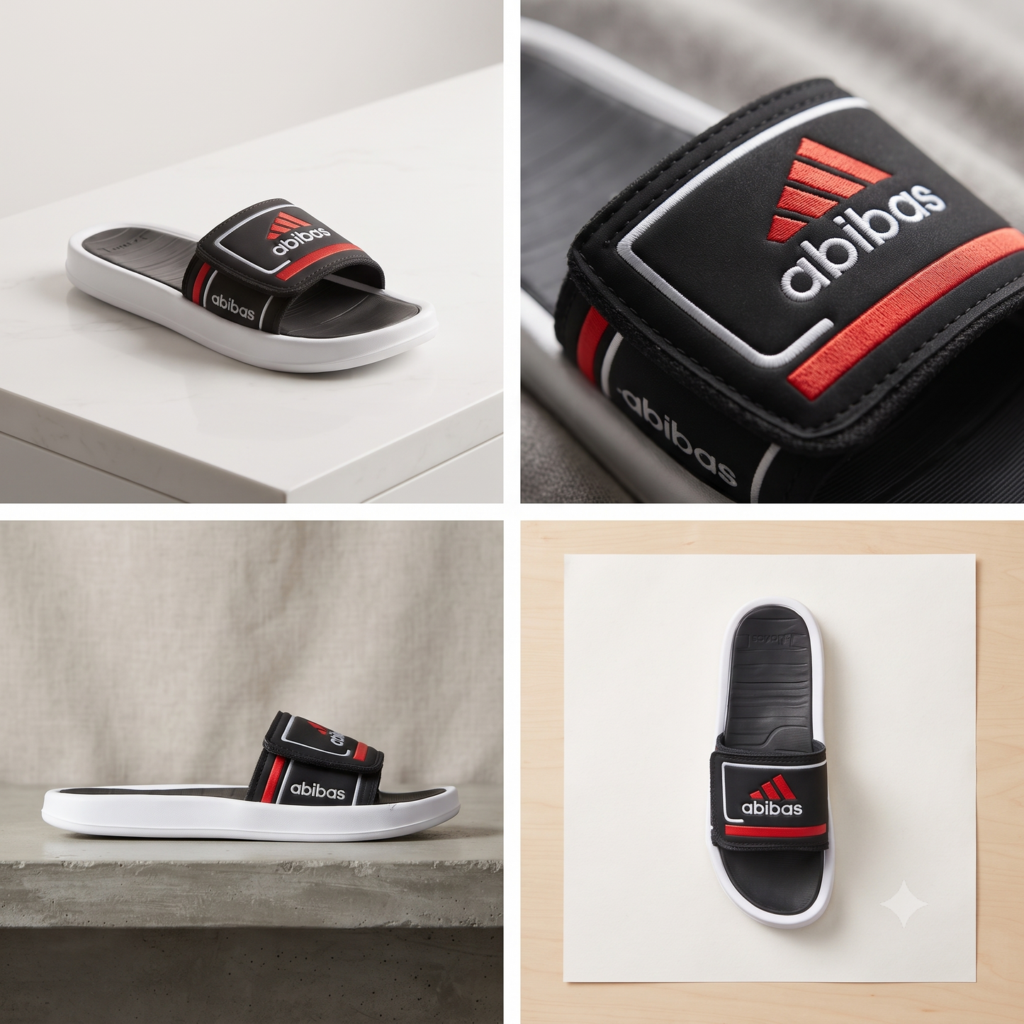 Men’s Premium Black & Red Casual Sliders | Sporty Comfort Slip-On Sandals