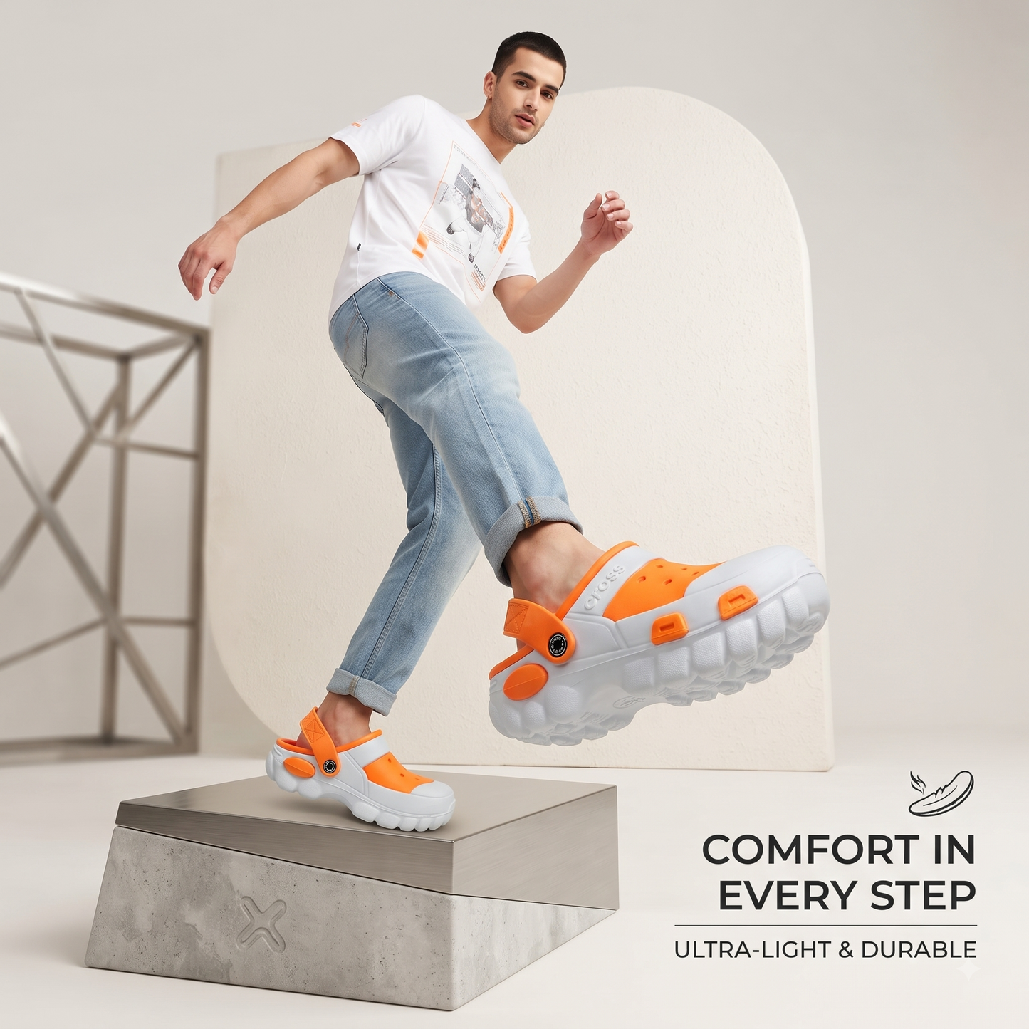 Yuvva Luxury Stylish Daily Wear Orange & White Clogs