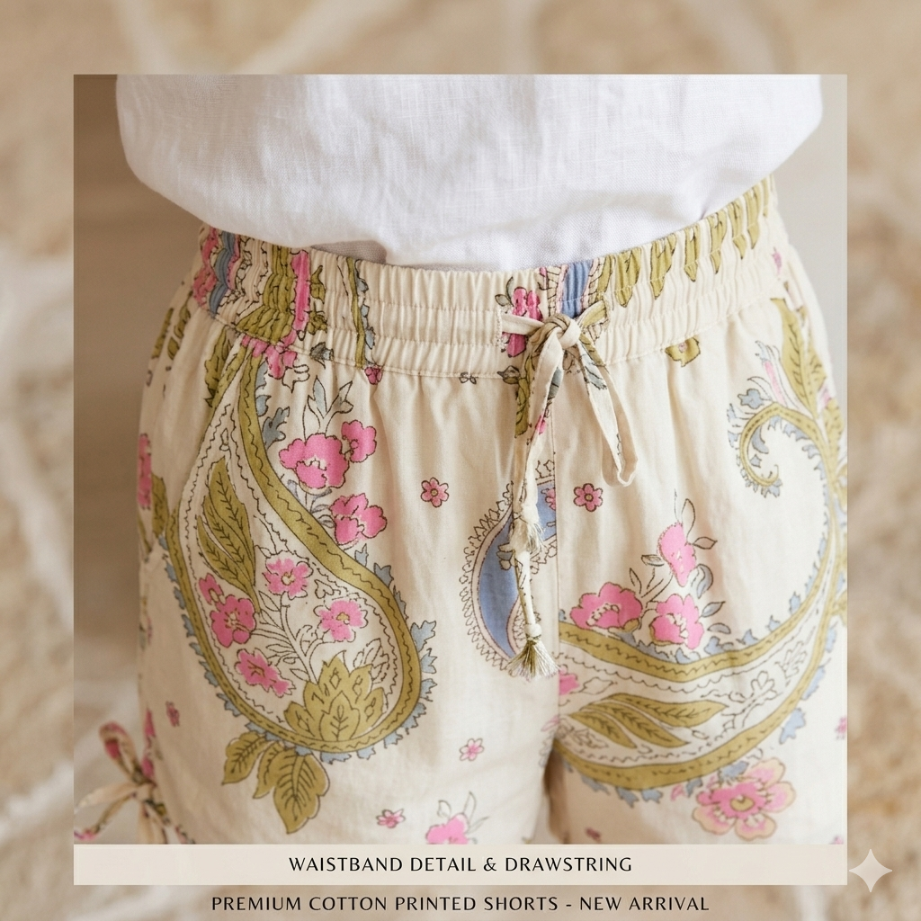 Bohemian Paisley Premium Cotton Lounge Shorts