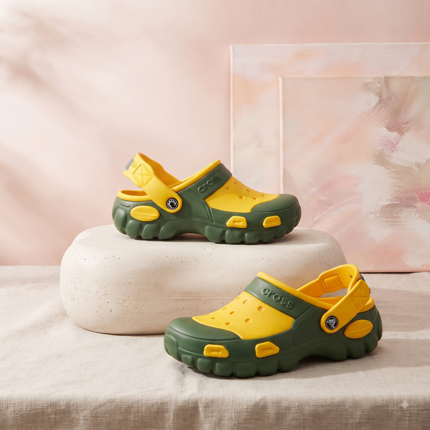 Modern Sculpted Designer Clogs with Patterned Strap – Off-White For Men and Women