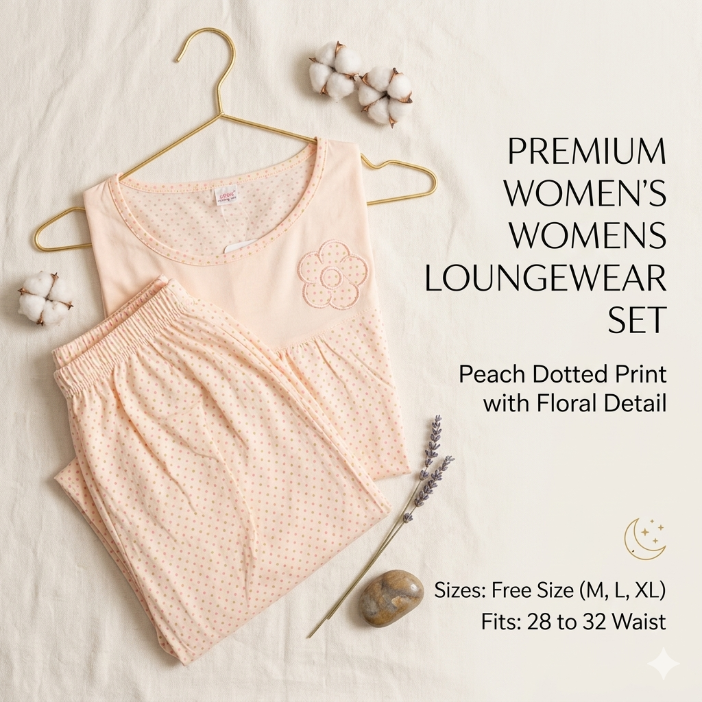 Cozy Elegance Soft Cotton Nightwear Set – Round Neck Short Sleeve Top & Pajama
