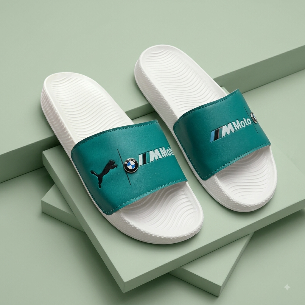 Men’s Premium Aqua Blue Comfort Sliders – Stylish Slip-On Sandals with Textured Anti-Slip Sole
