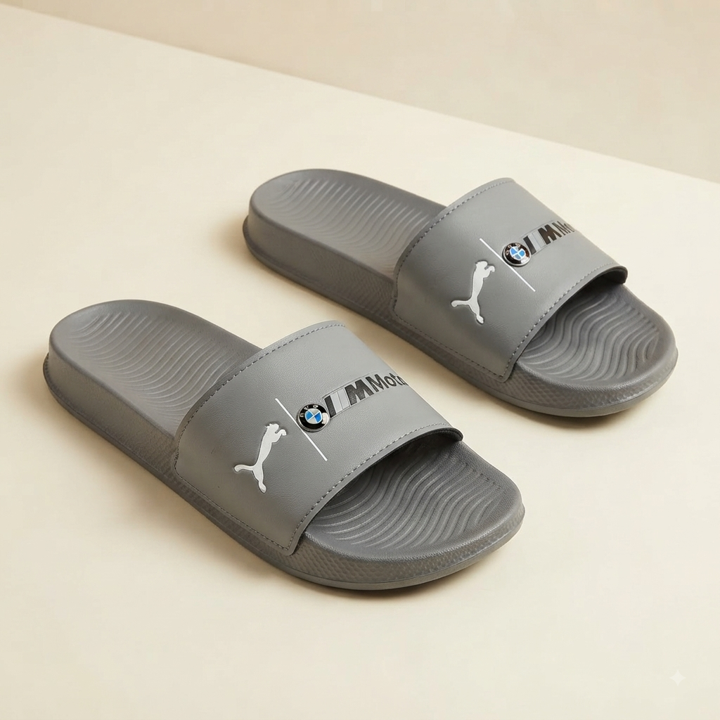 Premium Grey Cushioned Slide Slippers for Men And Women – Stylish Casual Comfort Sandals