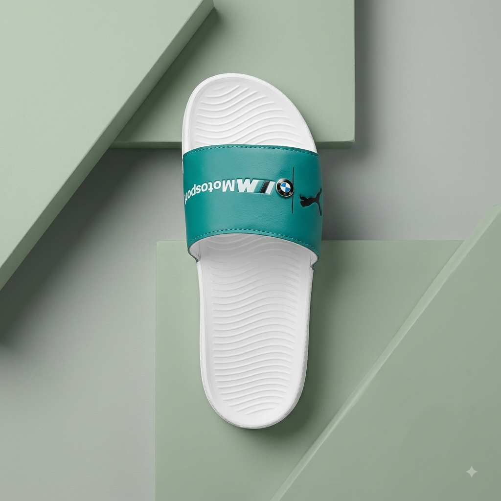 Men’s Premium Aqua Blue Comfort Sliders – Stylish Slip-On Sandals with Textured Anti-Slip Sole