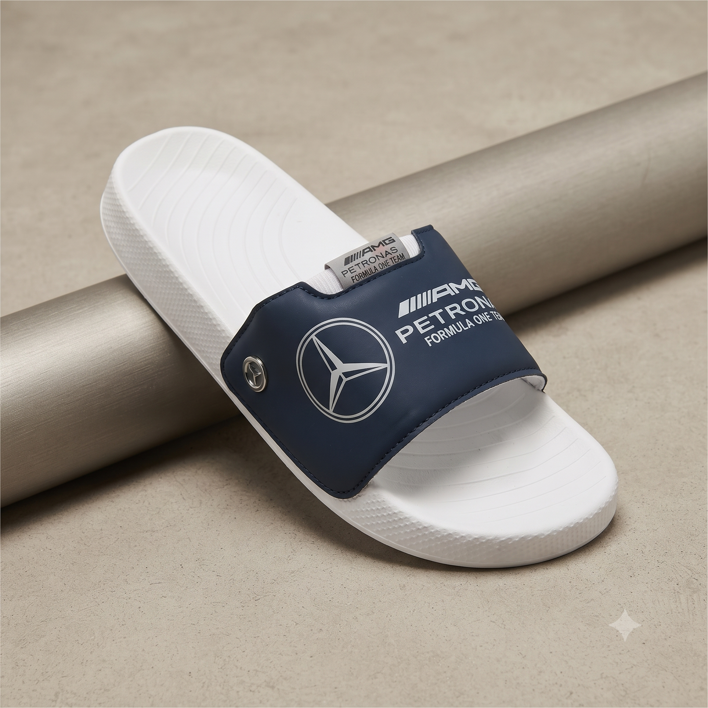 Premium Unisex Navy Blue & White Sports Sliders | Comfortable Casual Slip-On Sandals for Men & Women