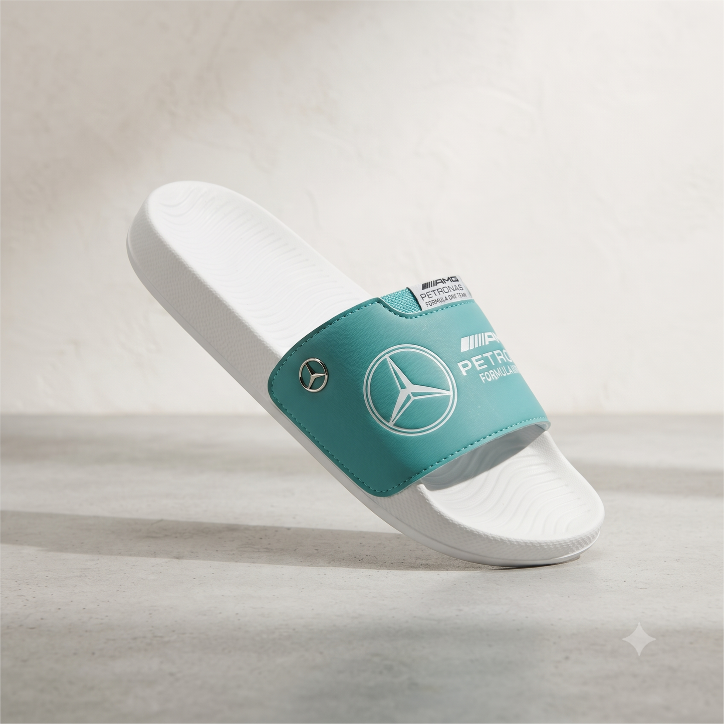 Mercedes-AMG Petronas F1 Motorsport White & Teal Casual Comfort Sliders