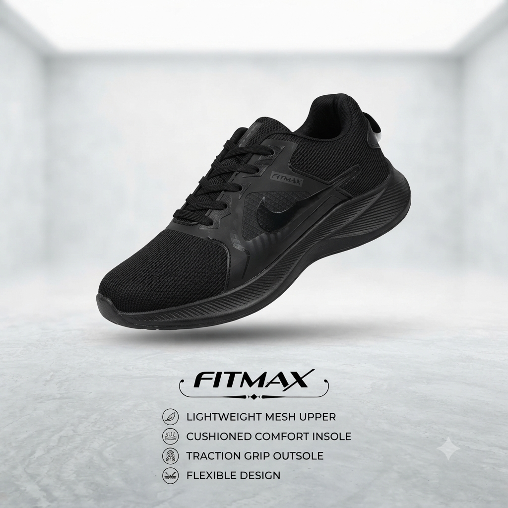 Ultra-Lightweight Sportswear Running Shoes – Sleek Black Design