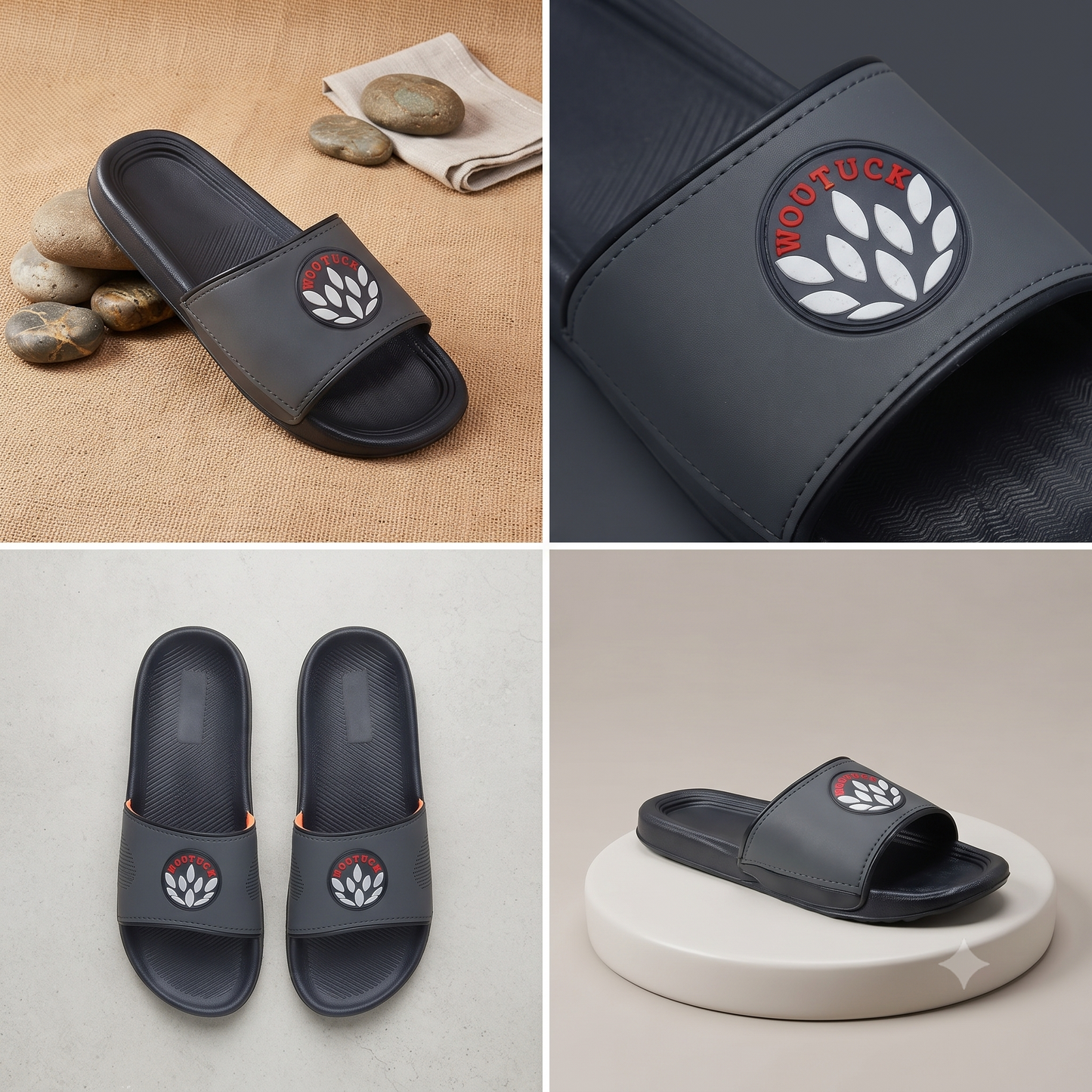 UrbanStride Classic Black Comfort Slides – Stylish Casual Slippers for Men & Women