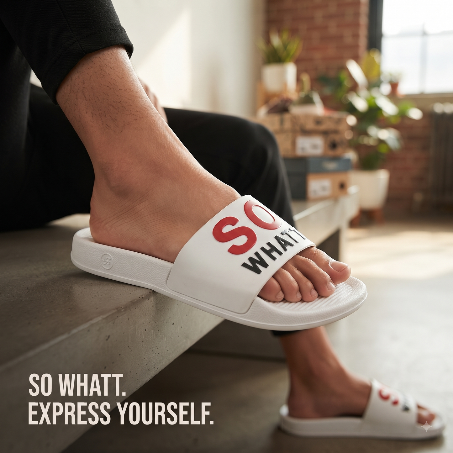 SO WHAT! Premium White Casual Slippers – Stylish & Comfortable Everyday Slides