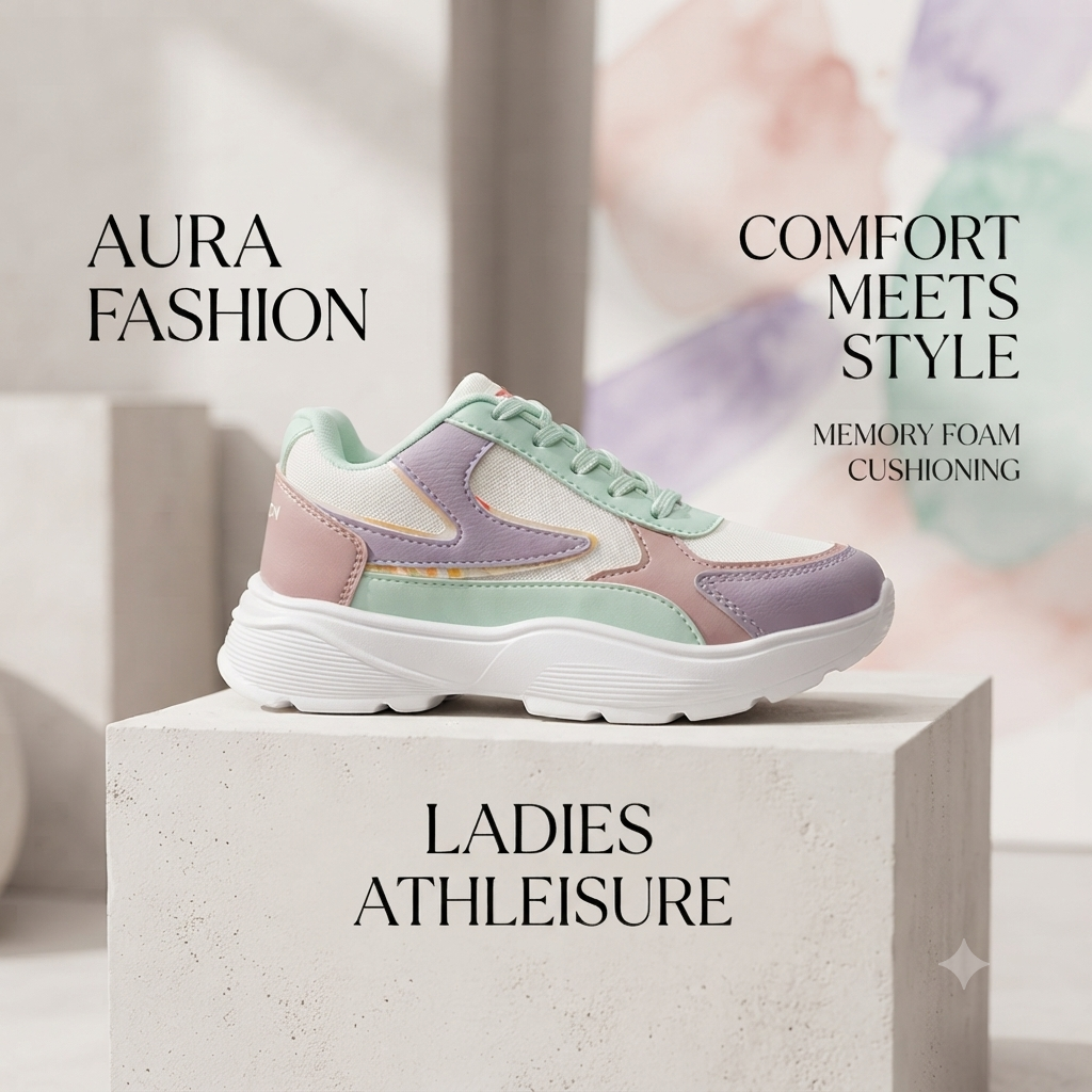 Pastel Dreams: Lightweight Women’s Memory Foam Sports Sneakers