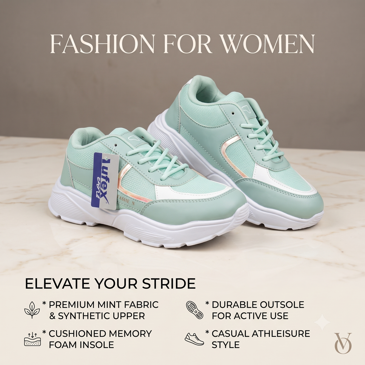Women's Mint Green Ultra-Light Sports Sneakers | Memory Foam Comfort Running Shoes