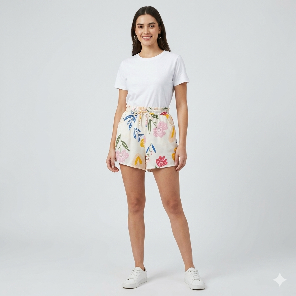 Women’s Botanical Print Casual Shorts