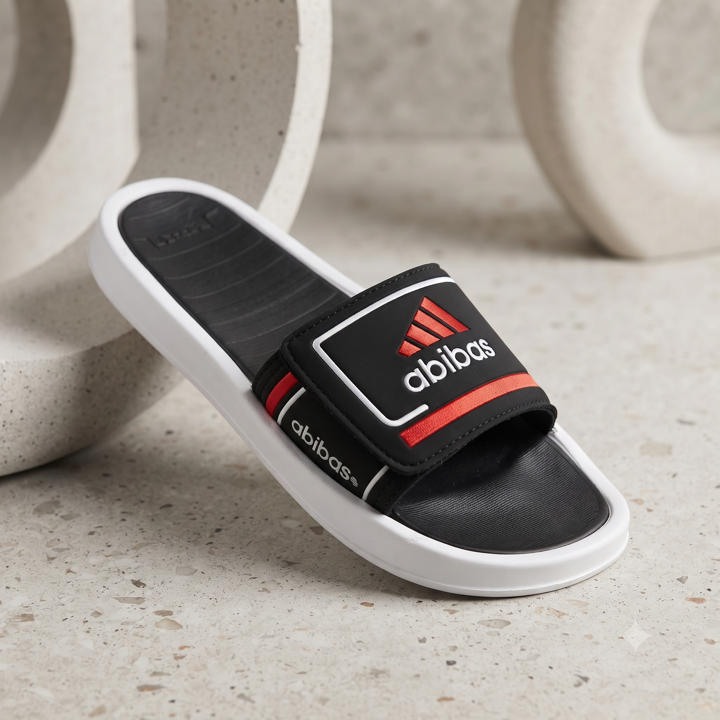 Men’s Premium Black & Red Casual Sliders | Sporty Comfort Slip-On Sandals