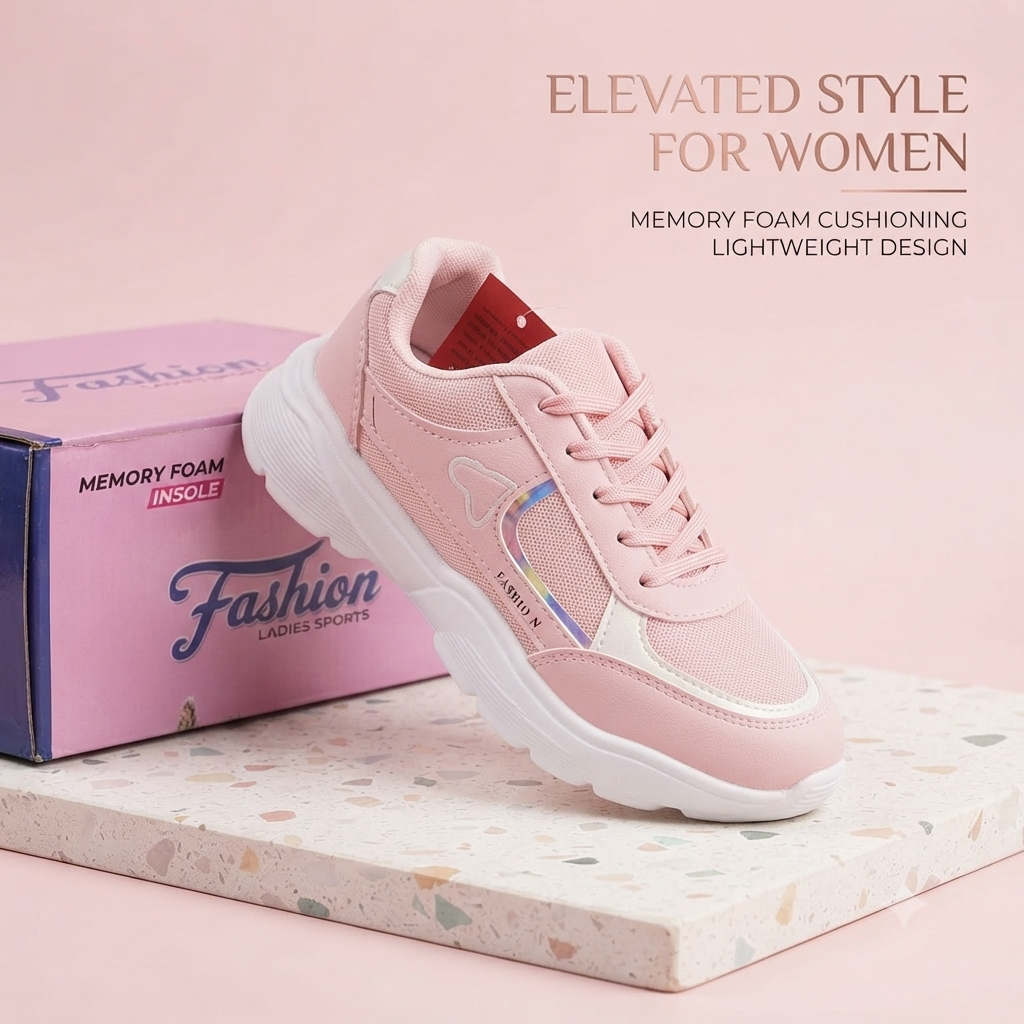 Fashion-Forward Everyday Comfort Sneakers - Soft Pink Edition