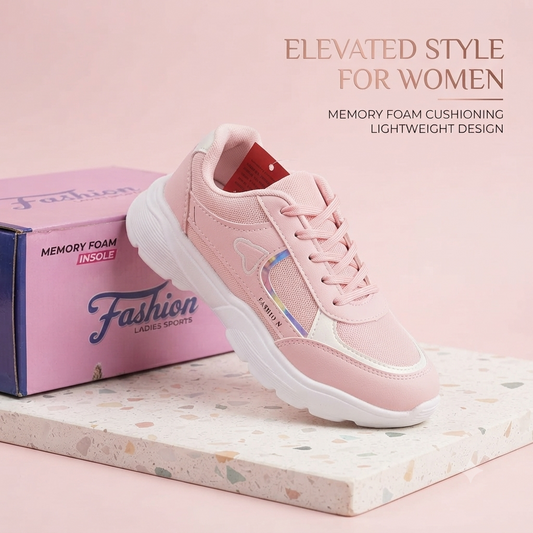 Fashion-Forward Everyday Comfort Sneakers - Soft Pink Edition