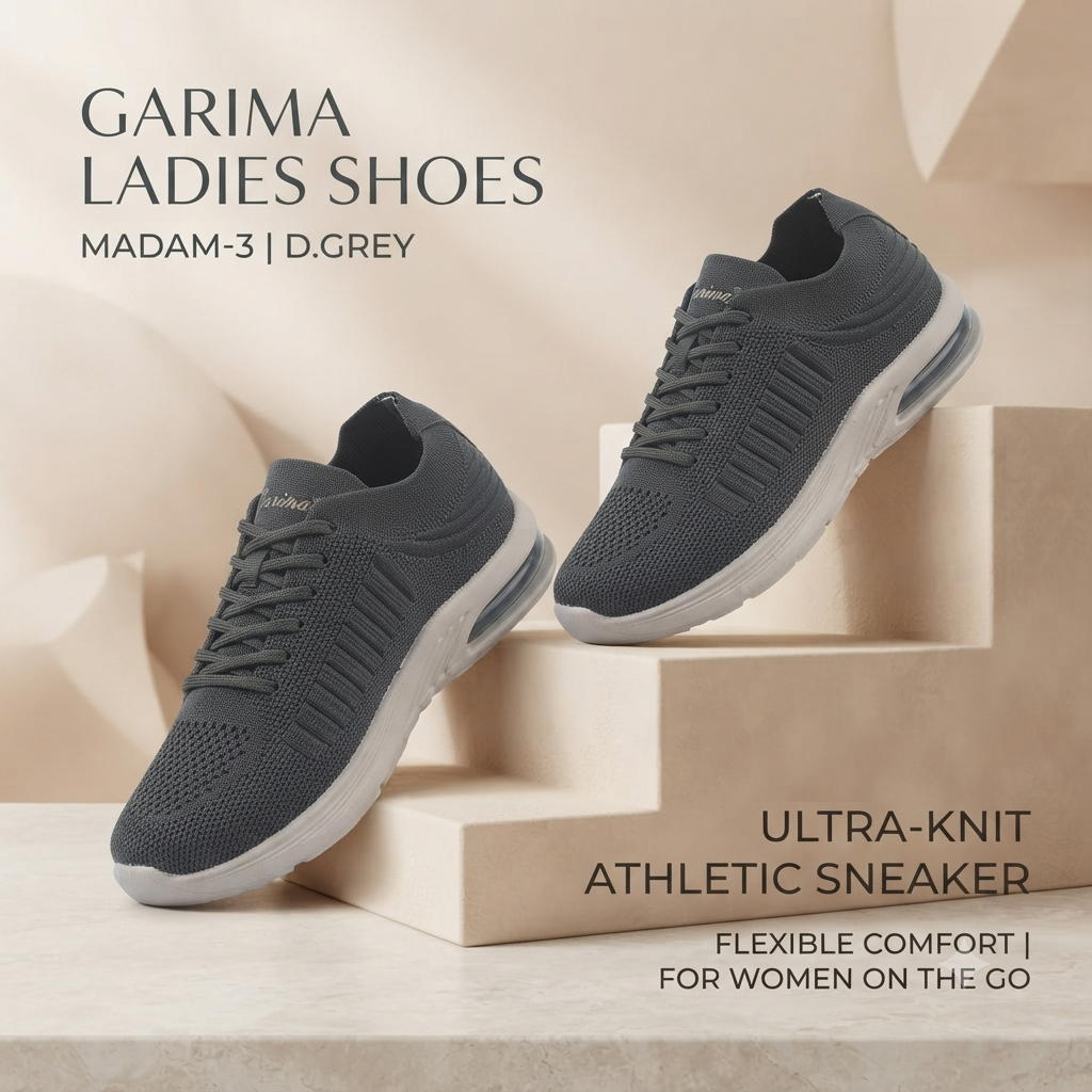 Garima Ladies Footwear - Madam-3 Lightweight Walking Shoes in Dark Grey