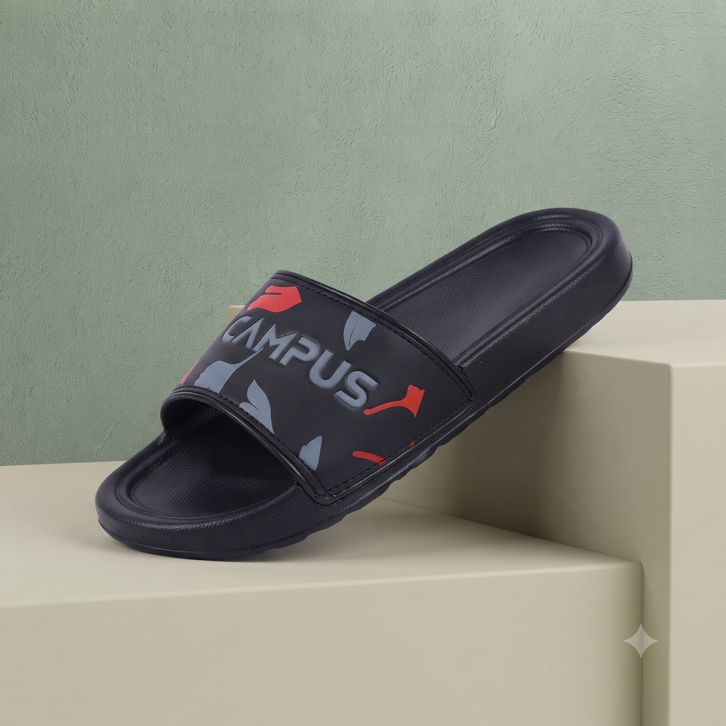Urban Pulse Black Graphic Slide Slippers – Stylish Everyday Comfort