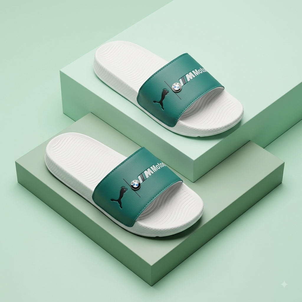 Men’s Premium Aqua Blue Comfort Sliders – Stylish Slip-On Sandals with Textured Anti-Slip Sole