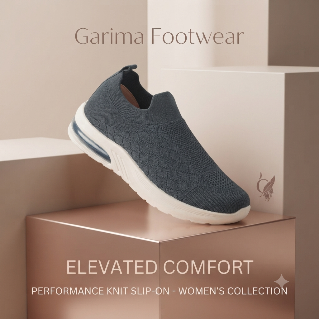 Garima A5 Women's Dark Grey Slip-On Knit Casual Sneakers