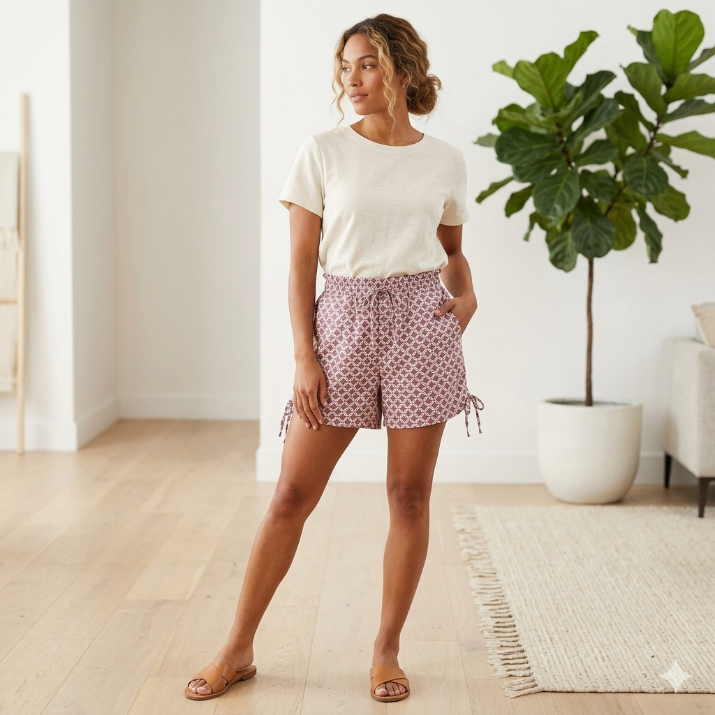 Essential Everyday Geo-Print Shorts