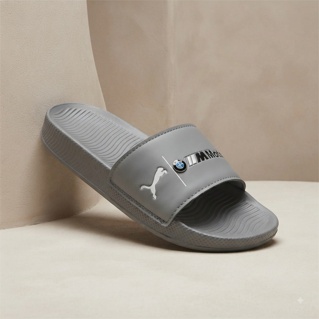 Premium Grey Cushioned Slide Slippers for Men And Women – Stylish Casual Comfort Sandals