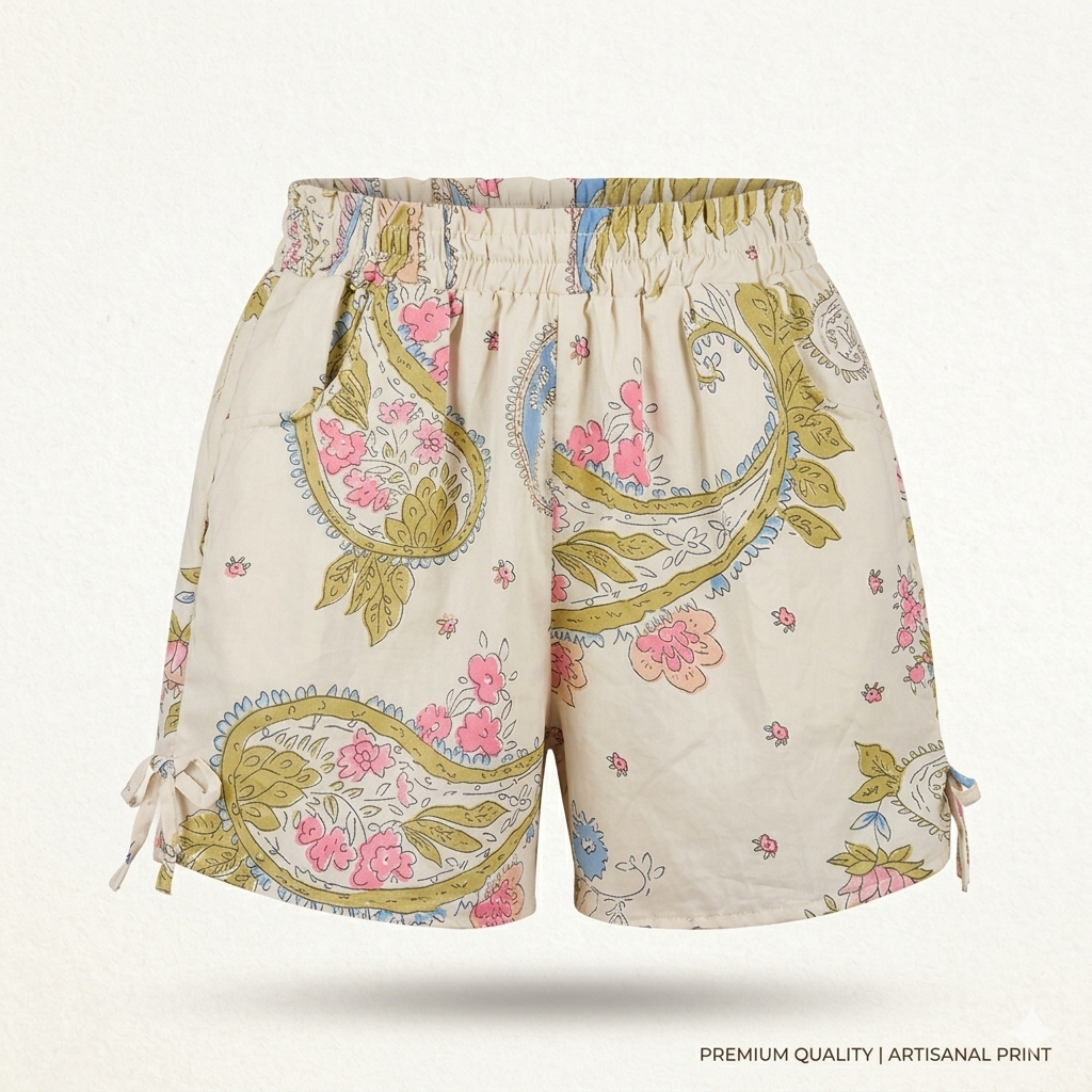 Bohemian Paisley Premium Cotton Lounge Shorts