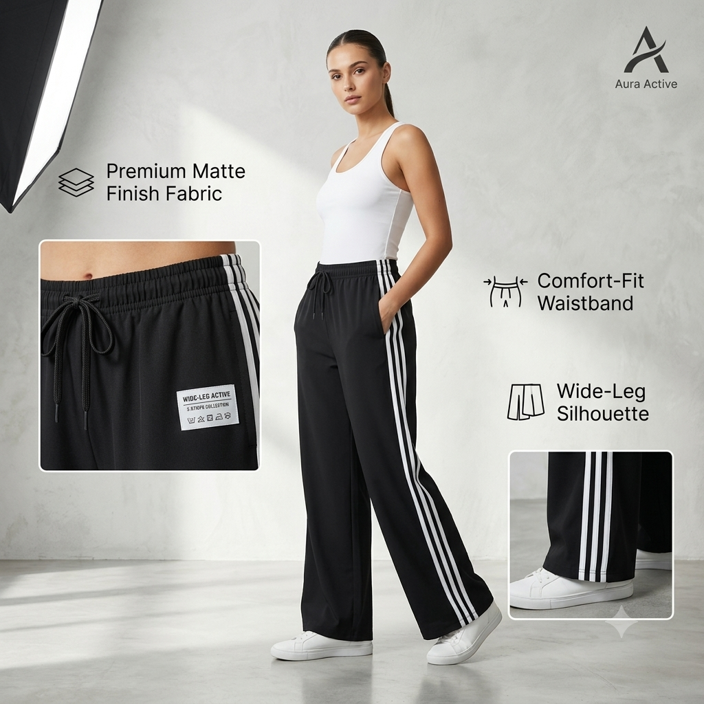 Ultra-Comfort Wide-Leg Lounge Pants with Classic Side Taping