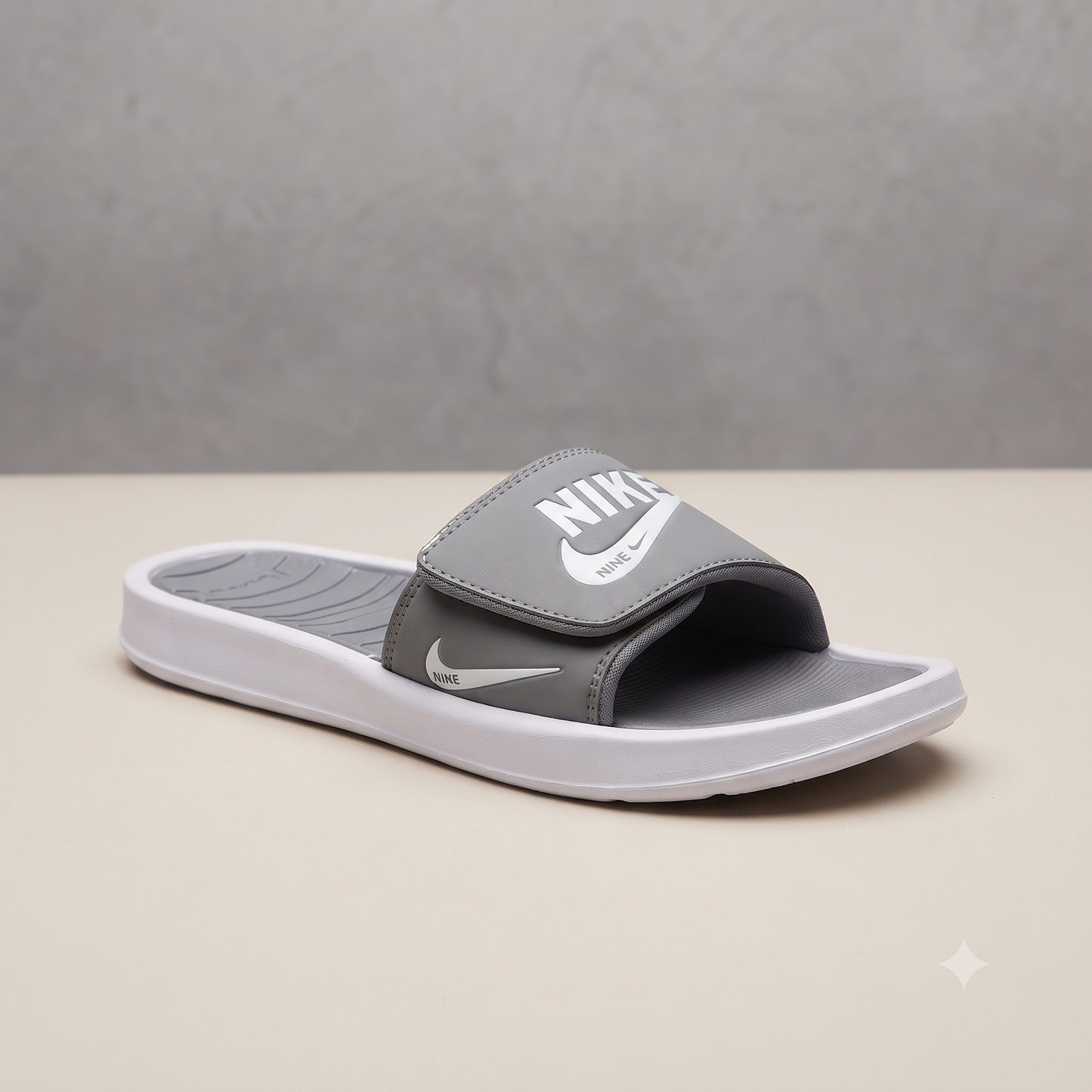 Premium Grey Adjustable Strap Sliders for Men and Women – Cushioned Comfort Casual Slippers