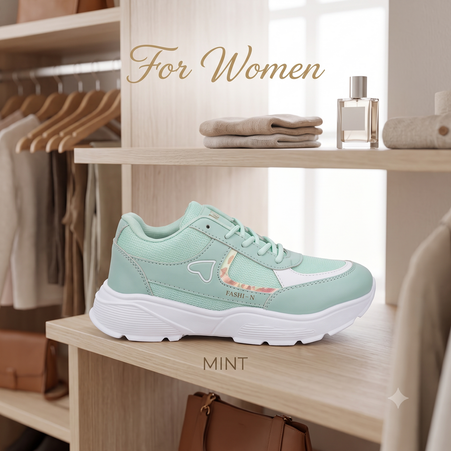 Women's Mint Green Ultra-Light Sports Sneakers | Memory Foam Comfort Running Shoes