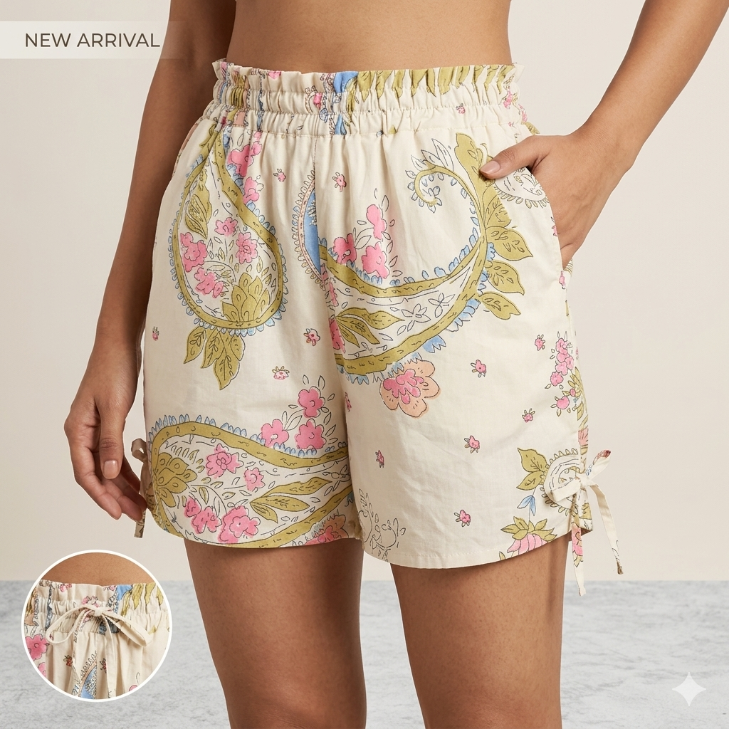 Bohemian Paisley Premium Cotton Lounge Shorts