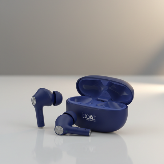 Airdopes Coolpods 70 | Active Noise Cancellation (ANC) | 60 Hours Playtime | 13mm Drivers & Quad Mics with ENx™ Technology | ASAP™ Fast Charge | Blue