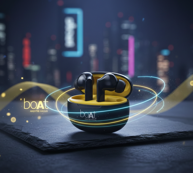 Airdopes 996 True Wireless Earbuds with Active Noise Cancellation & ENx™ Technology Premium TWS – Black & Yellow Edition