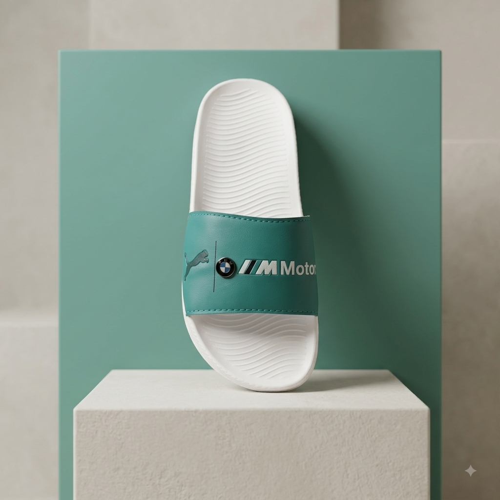 Men’s Premium Aqua Blue Comfort Sliders – Stylish Slip-On Sandals with Textured Anti-Slip Sole