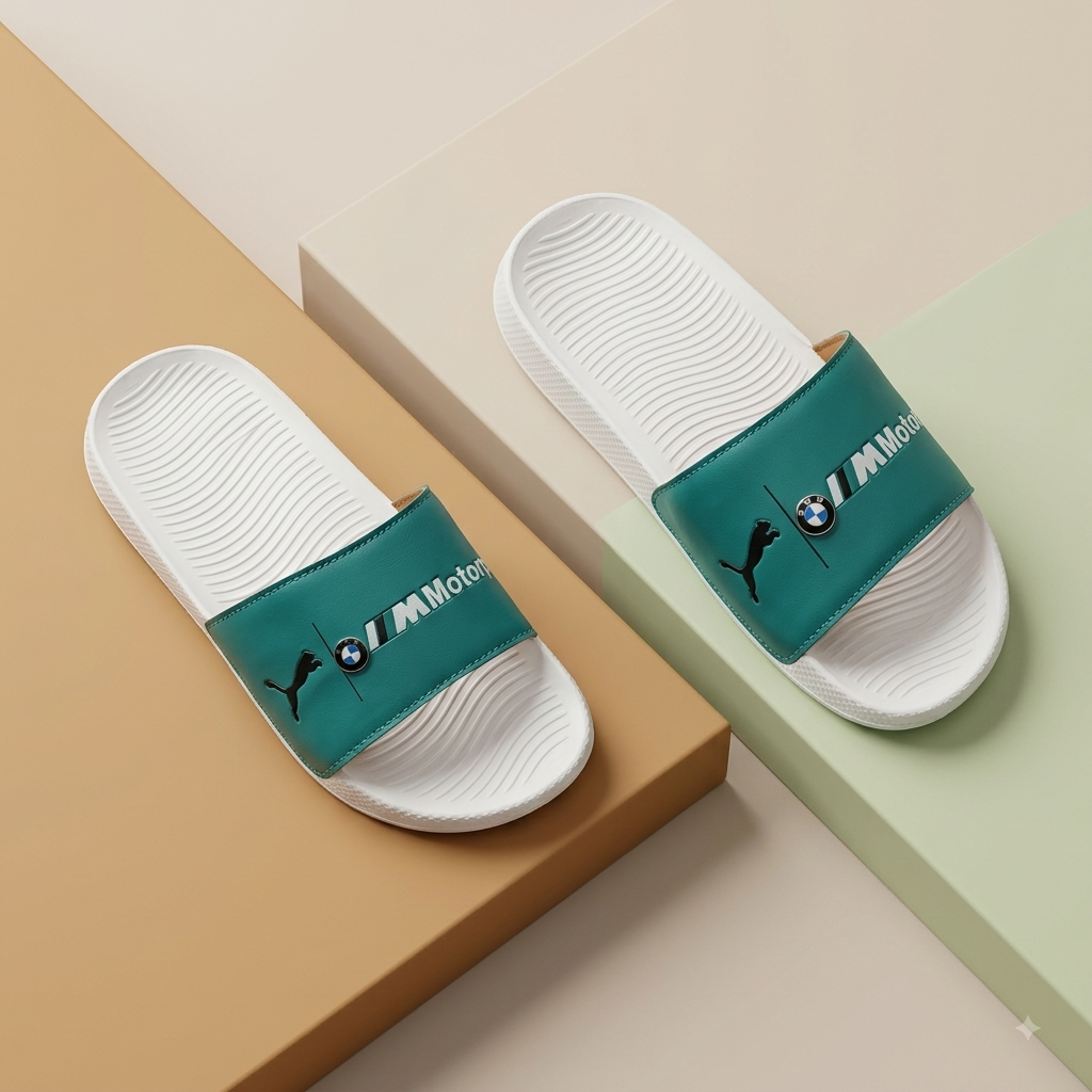 Men’s Premium Aqua Blue Comfort Sliders – Stylish Slip-On Sandals with Textured Anti-Slip Sole