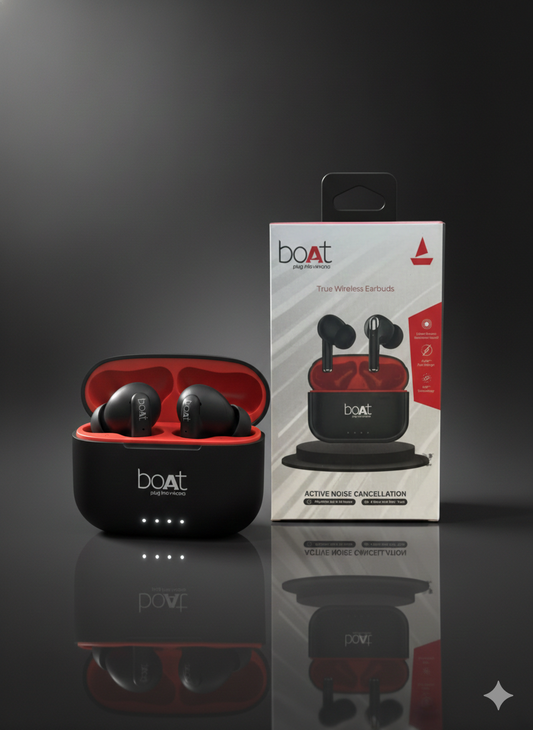 Airdopes 50 | 60H Playtime | ANC | Black Edition Airdopes 50 with Active Noise Cancellation Immersive 13mm Drivers & ENx™ Technology for Crystal Clear Calls