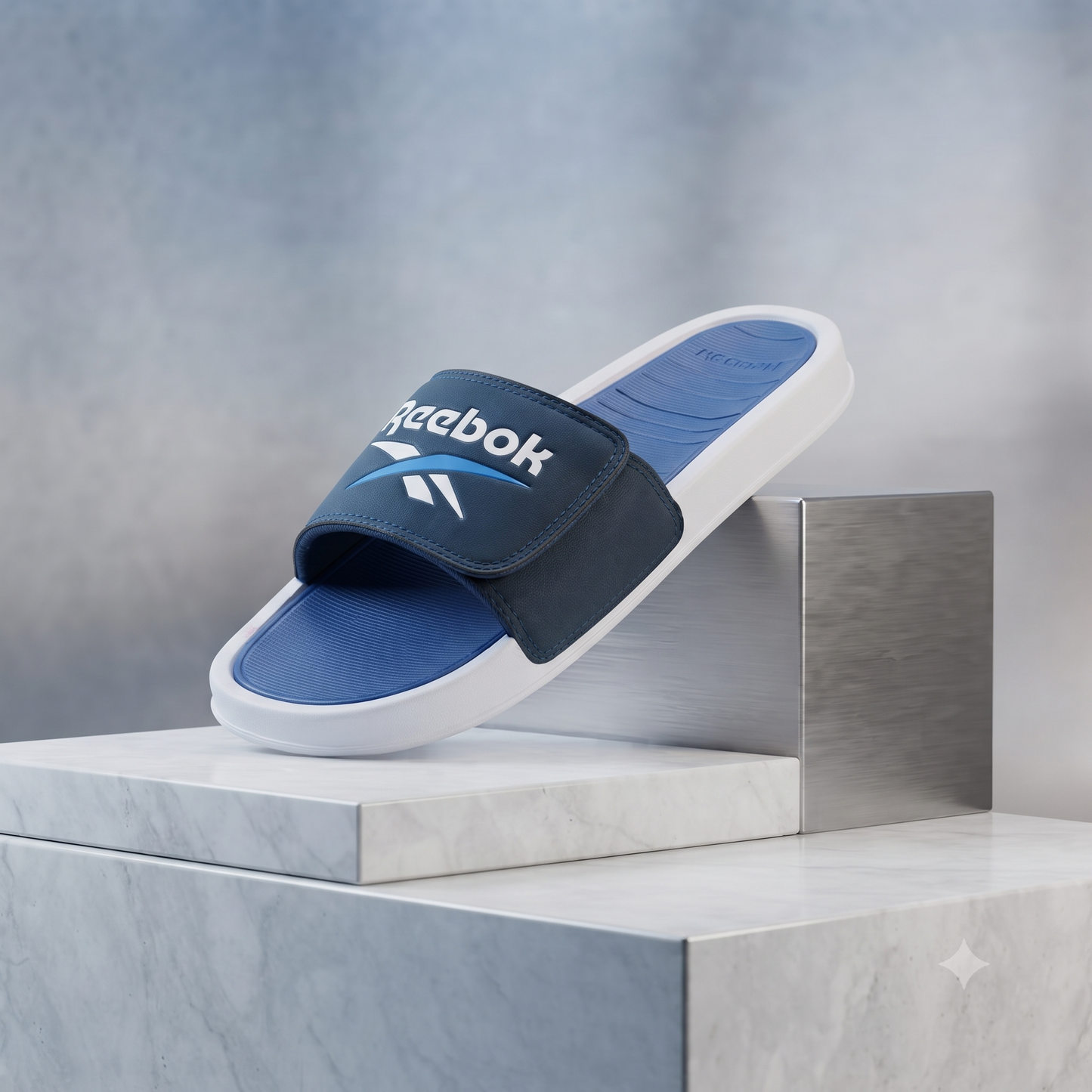 Men’s Premium Sports Slide Sandals – Stylish Blue & White Casual Slippers | Lightweight Comfort Footwear