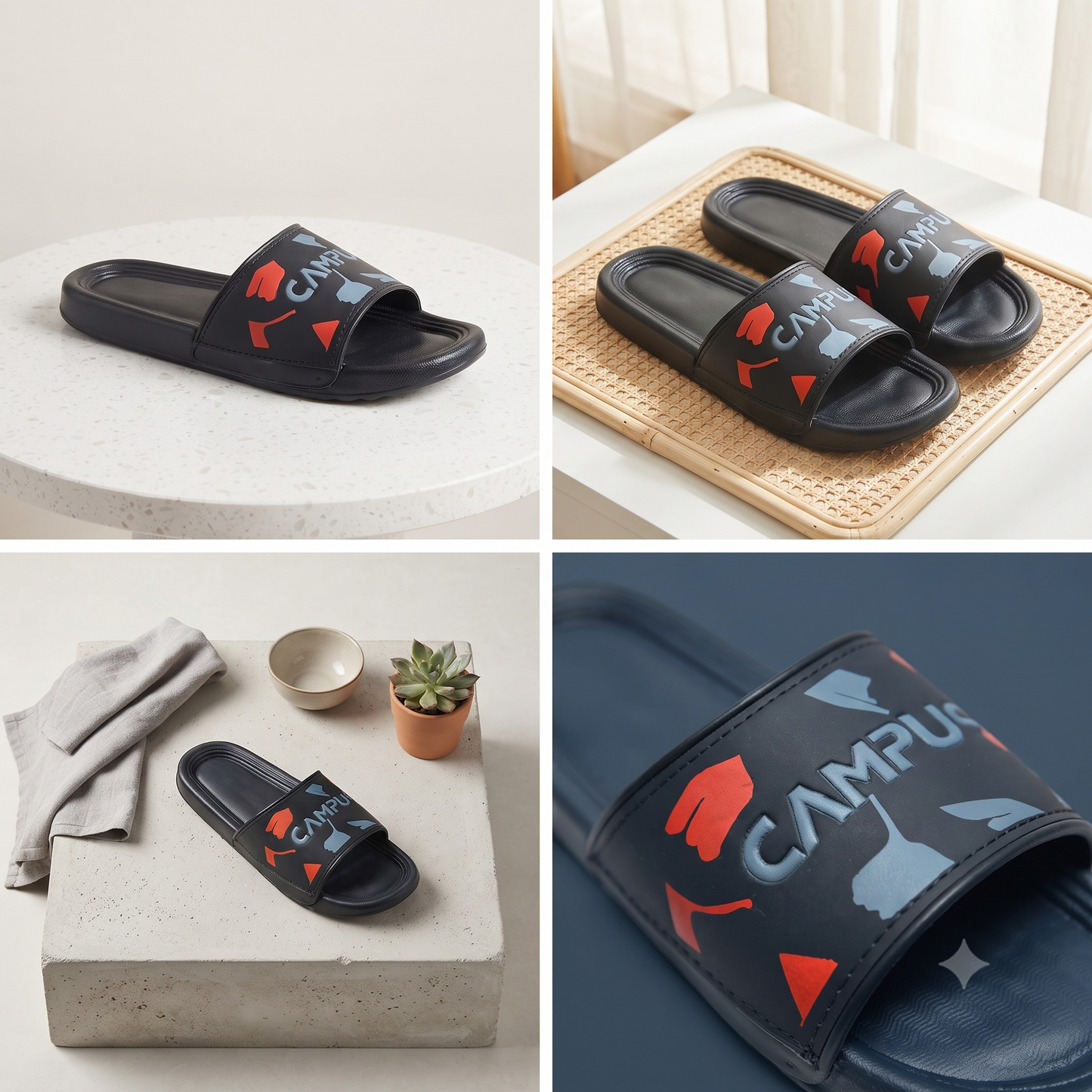 Urban Pulse Black Graphic Slide Slippers – Stylish Everyday Comfort