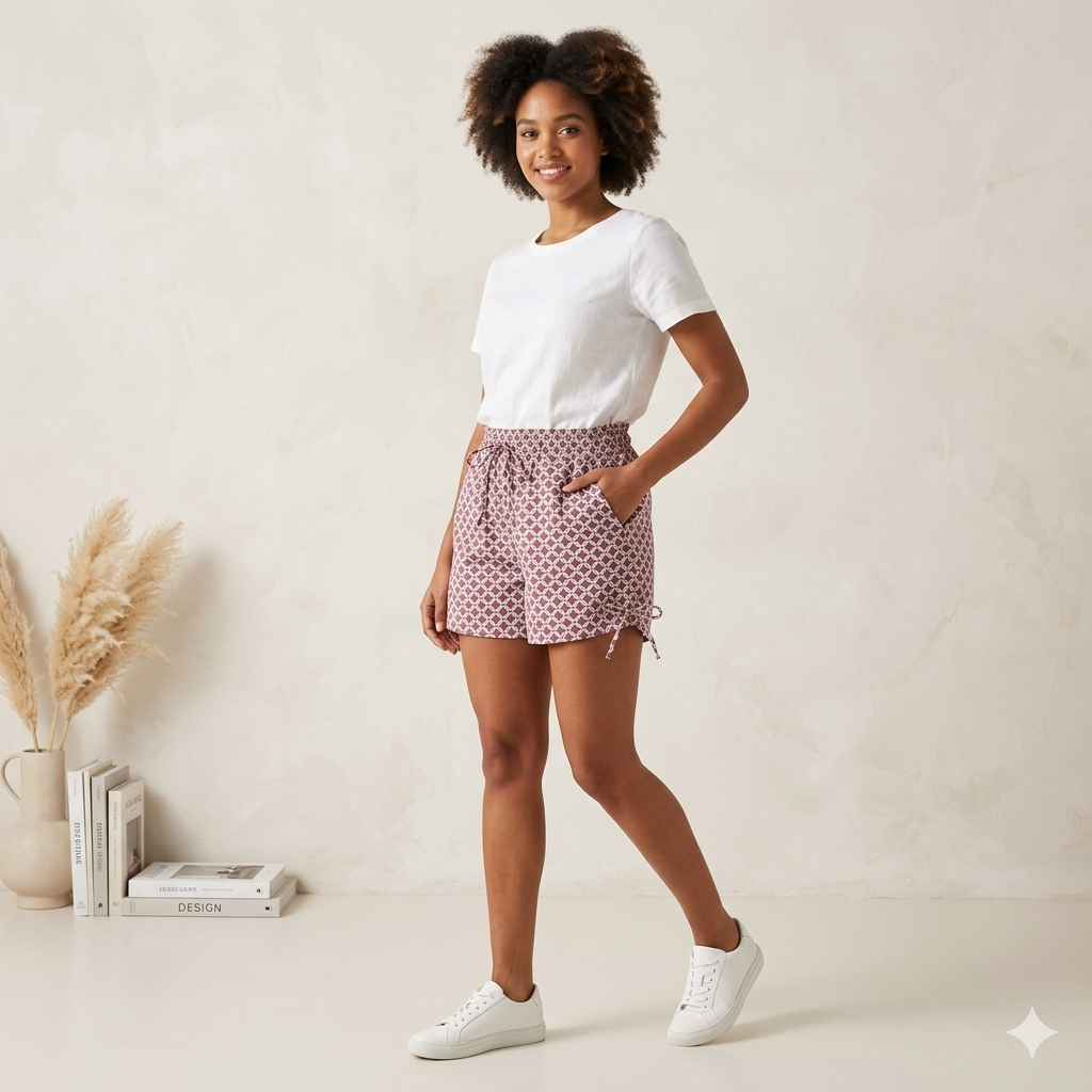 Essential Everyday Geo-Print Shorts