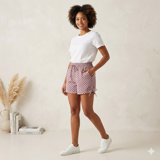 Essential Everyday Geo-Print Shorts