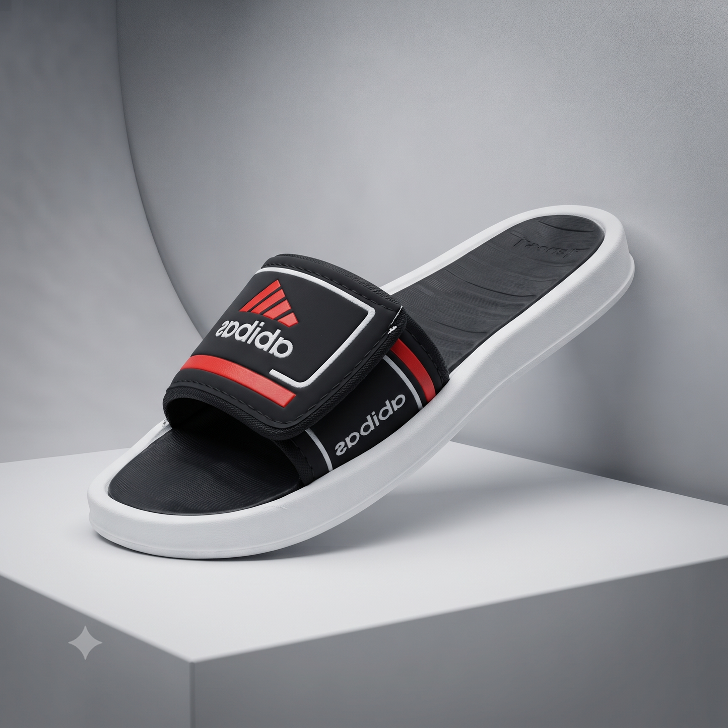 Men’s Premium Black & Red Casual Sliders | Sporty Comfort Slip-On Sandals