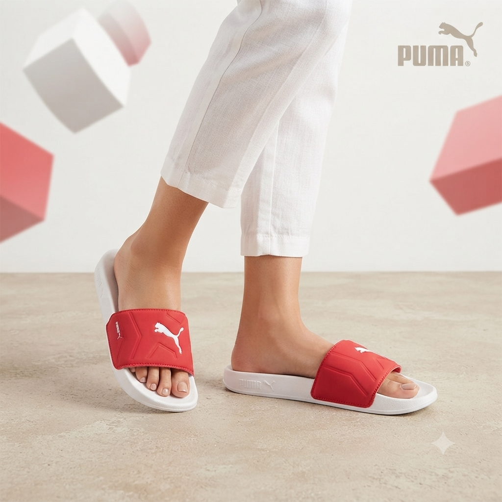 Premium Sport Slide Sandals – White & Bold Red Unisex Comfort Slippers