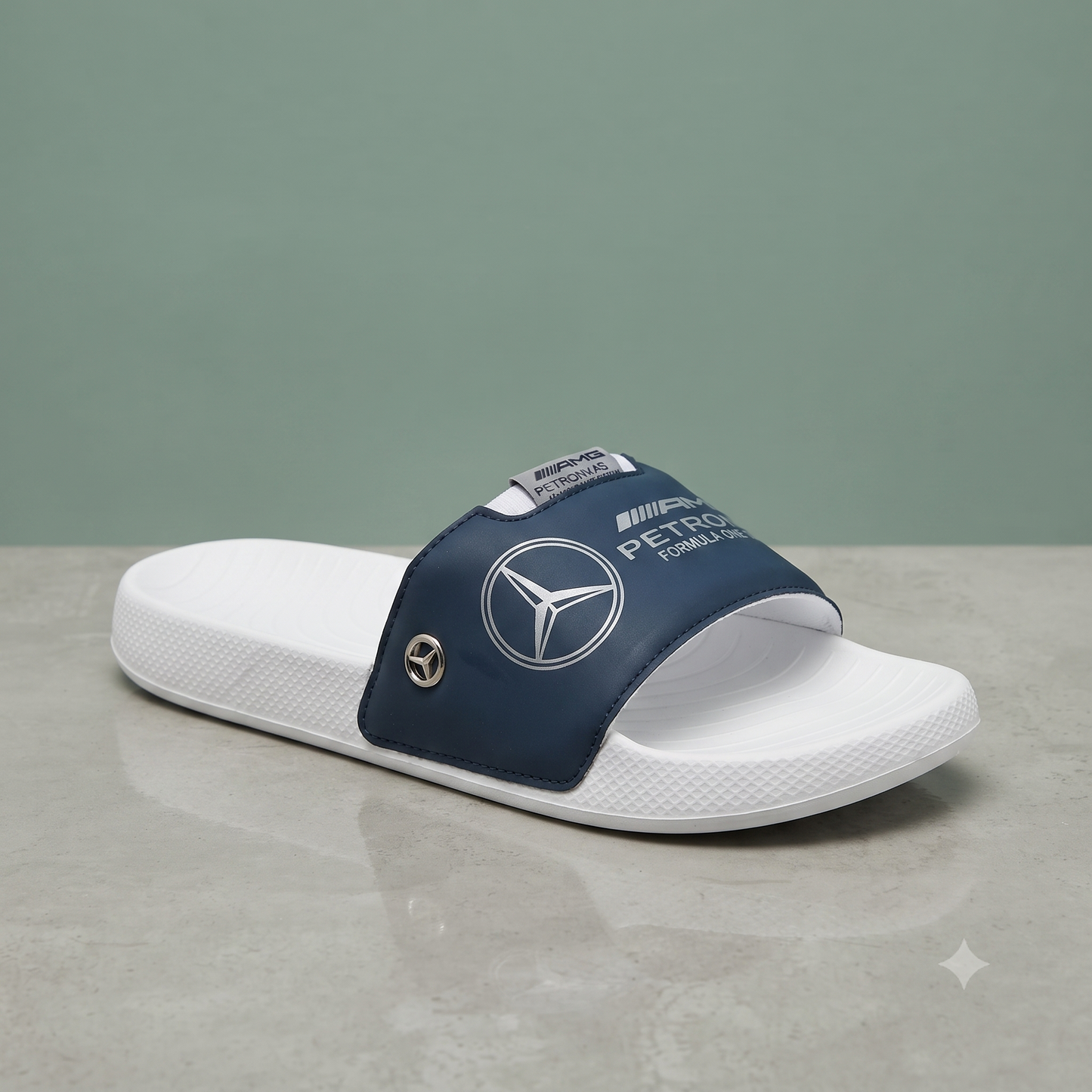 Premium Unisex Navy Blue & White Sports Sliders | Comfortable Casual Slip-On Sandals for Men & Women