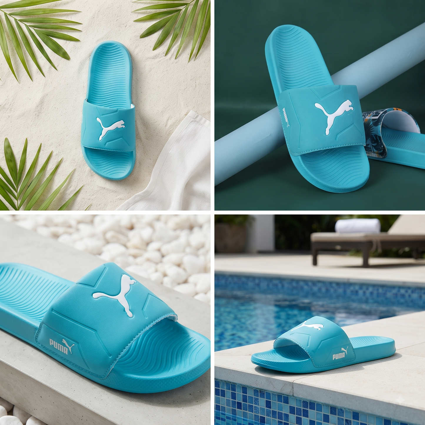 Premium Aqua Blue Comfort Slippers for Men | Cushioned Everyday Casual Slides