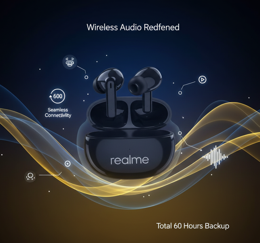 Buds 165 Wireless: 60-Hour Backup & Hi-Res Audio – Feel Every Beat Elevate Your Audio
