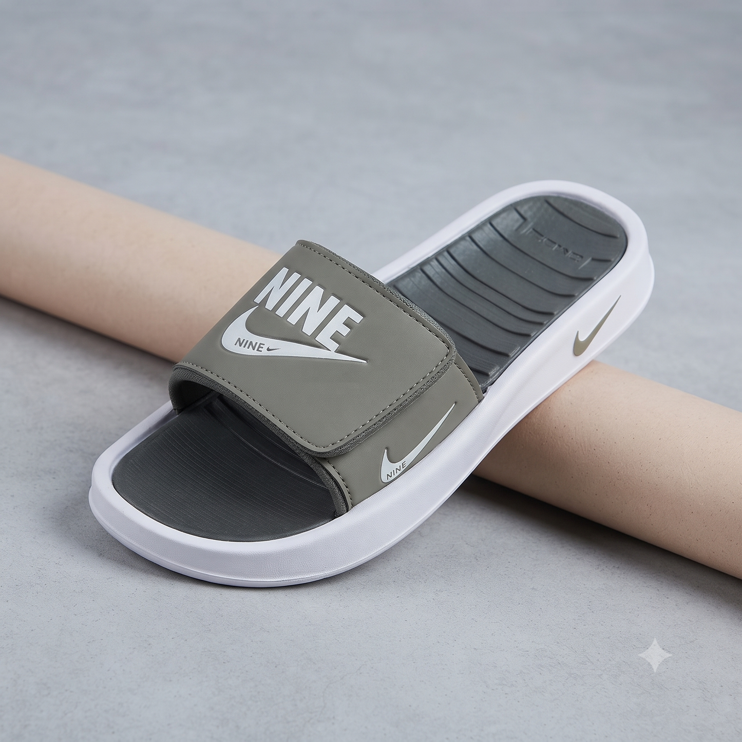 Premium Grey Adjustable Strap Sliders for Men and Women – Cushioned Comfort Casual Slippers